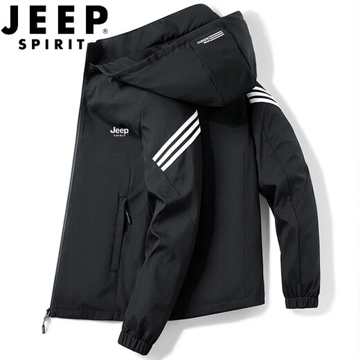 Jeep Spirit Jeep Jacke Herrenjacke Tops Herbst und Winter Dünne neue, feste Farbe Trendy mit mittleren und jungen Kapuzenjacke mit Kapuze-Hemd A655-6628 Dunkelblau XL (126jin [Jin ist gleich 0,5 kg] -140jin [Jin ist gleich 0,5 kg]))