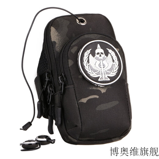 Chuangjingyi selected wrist bag men's sports spring and summer running mobile phone arm bag canvas waterproof arm bag fitness mobile phone wrist bag men and women outdoor black