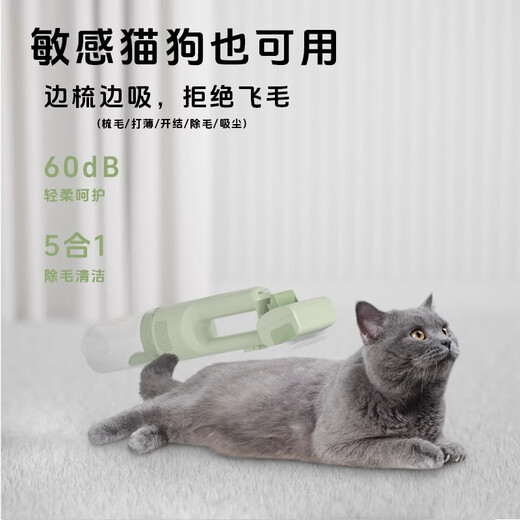 Hair Master Pet Multifunctional Hair Suction Device Cat and Dog Electric Hair Suction Comb Cat and Dog Comb Opening Knot Suction Comb Hair Removal Magic Bean Sprout Green