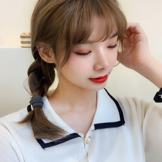 Jiuweiya temperament, high elasticity and durability, seamless hair rope rubber band, women's hair tie, simple ponytail hair rope leather case, FQ144 black series, 50 bags