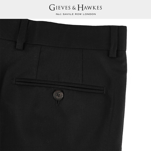 君皇仕（GIEVES & HAWKES）GH男士秋冬商务休闲长裤直筒纯羊毛正装西裤男G3532EI011 黑色 50