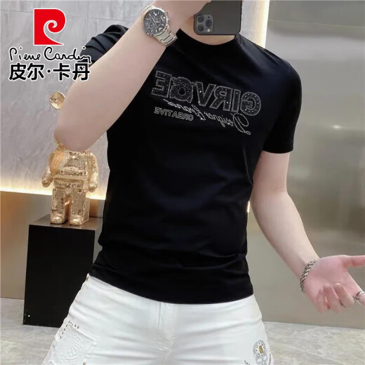 Pierre Cardin NUEVA Camiseta para hombres European Luz de manga corta Nicho de lujo Slim Nicho Redonde