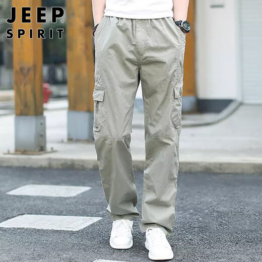 JEEP SPIRIT Jeep Overalls Men's Autumn and Winter Casual Pants Men's New Retro Revival Straight Pants Black XL