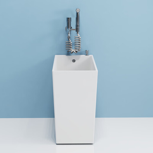 Washing mop pool household bathroom floor basin mop pool narrow and long small balcony mop trough ceramic floor-to-ceiling pool AM21 one-button console sent to the wall faucet