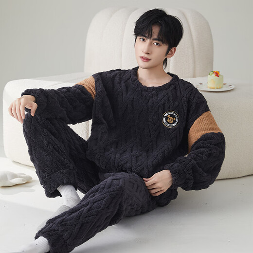 Chuangjingyi eligió pijamas para los pijamas de hombres con fondo cálido de los hombres para el invierno Winter Warmed redondo redondeo de ropa de gran tamaño para el hogar
