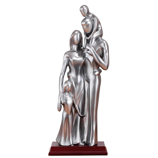 Qingjiang inspire les cadeaux pour la femme et la famille de quatre ornements pour le 10e anniversaire de mariage naissance 15935 Silver + Lettrage Fourni + Famille Boy