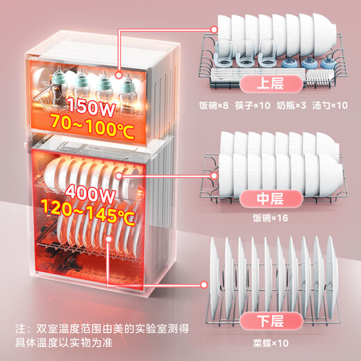Midea Disinfection Cabinet Household Tableware, Cupboards, Tableware, Disinfection and Drying Machine Small Vertical Baby Bottle 77L Three Layers High Temperature Two Stars National Subsidy 80G05