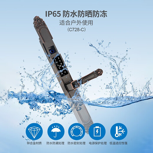 Singea思歌庭院户外双面防水指纹锁别墅大门双开密码锁门禁遥控智能门锁 C728C-黑曜石-双面 包安装