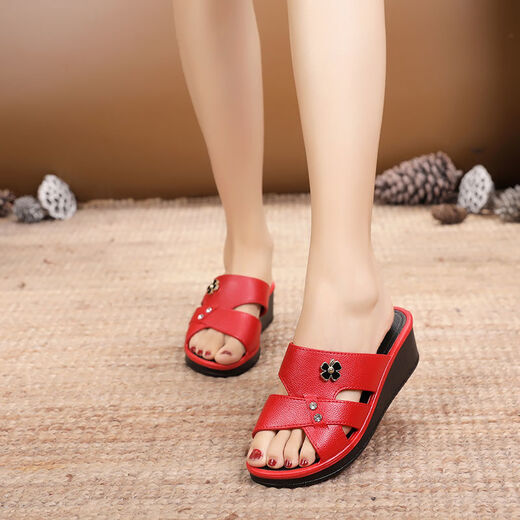 Yunyouli (Yunyouli) Sandalen mittleren Alters für Frauen, die neue Modefischmund-Mund-Hang-Fersen-Sommer-Mutterschuhe tragen, nicht rutschdicke Pantoffeln für Frauen für Frauen im Off-White High Heels (937) 39 (geeignet für Größe 38 Fuß)