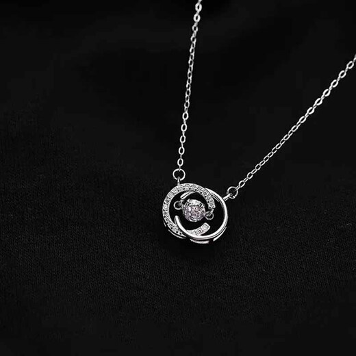 Qi Xiaomi's Beating Heart Double C Pendant Necklace Girls' Clavicle Chain Light Luxury Chinese Valentine's Day Birthday Gift for Girlfriend Beating Heart Necklace Exquisite Gift Box