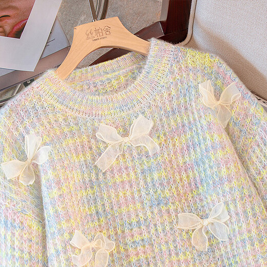 Cypress Lazy Style Round Neck Sweater 2025 Autumn New Women's Sweet Butterfly Loose Knitted Sweater