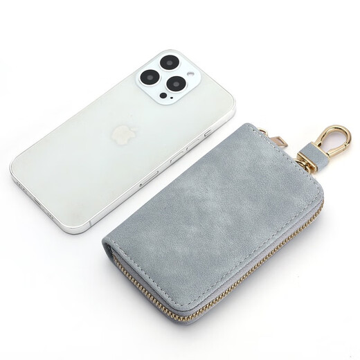 MAIWEINI retro simple zipper key bag for women's waist hanging key bag multifunctional household small bag large capacity car men's Hibiscus purple [can hold access card/key/card]