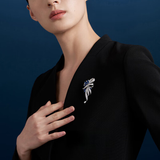 SWSR inlaid Swarovski zirconium brooch, high-end women's light luxury birthday gift for teachers on Teacher's Day, white gold + gift box + handbag