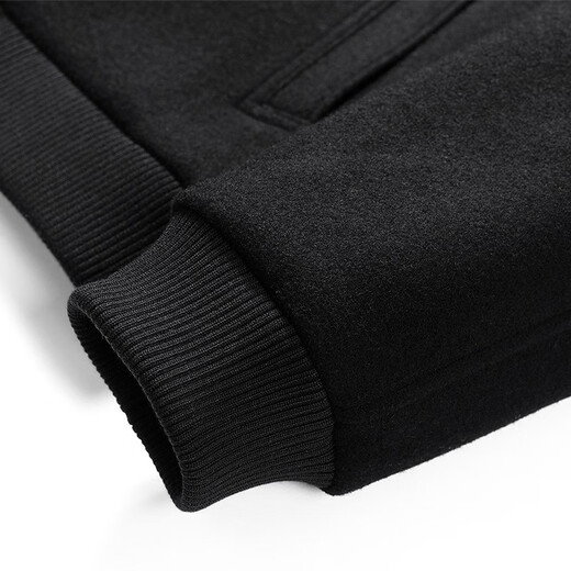Sieben Wolf Jacke Herren Baseball Neck Wolle Jacke Herren Frühling warm warm bequeme windprofessionelle Jacke Single Jacke Herrenkleidung 001 (schwarz) 175/92a (xl)