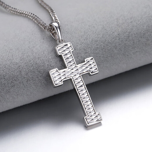 TTMIX platinum pendant for men platinum pt950 cross frosted pendant with anti-slip design on the back 5.1-5.3g + leather cord