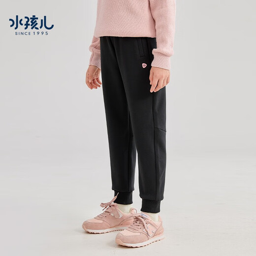 水孩儿（SOUHAIT）童装女童加绒裤冬季新款儿童中大童长裤保暖百搭休闲裤运动裤 钻石黑SHRDGD01CK679D01 150