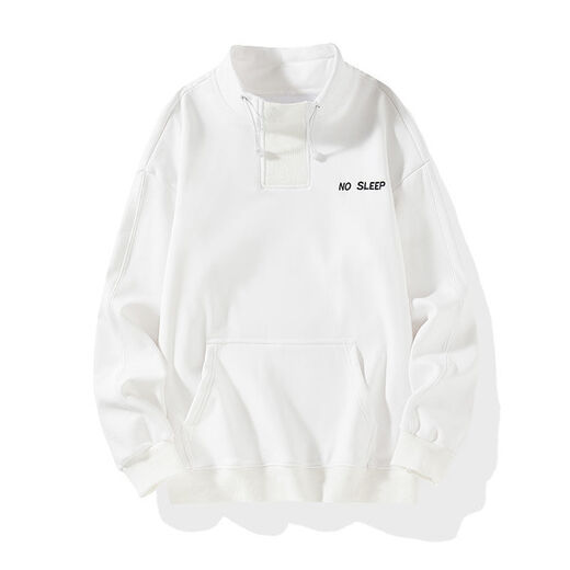 
Lan Junqi high-quality cotton stand collar plus velvet sweatshirt men's autumn and winter top ins Korean style youth student top coat MH9901H white (plus plus velvet style) M 80-105Jin[Jin equals 0.5 kg]