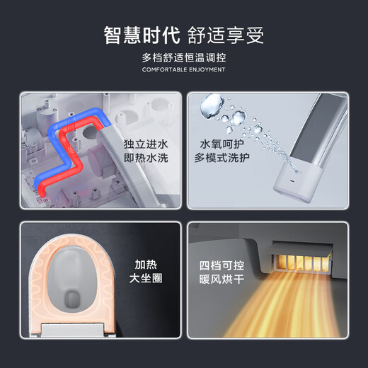 KG wall-mounted smart toilet does not require a pre-embedded water tank, no water pressure requirements, suspended floating wall row fully automatic toilet KM2 voice version top version gray built-in pressurized water tank - no choice of installation scene