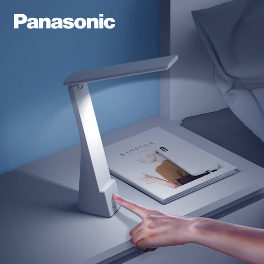 Panasonic LED eye protection desk lamp, stable and simple, modern desk for reading, children and college students, USB plug-in smart artifact, black 3W clip book lamp - rechargeable and plug-in dual-purpose HHLT0249L touch switch