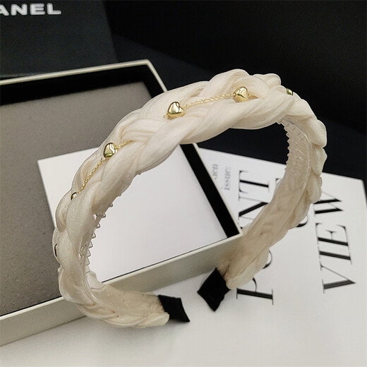 Two Worlds Happy Black Hairband Women's Silk Twist Braided Hairpin Going Out Women's High-Level Hairband Headwear Non-Slip Toothed Headband Black