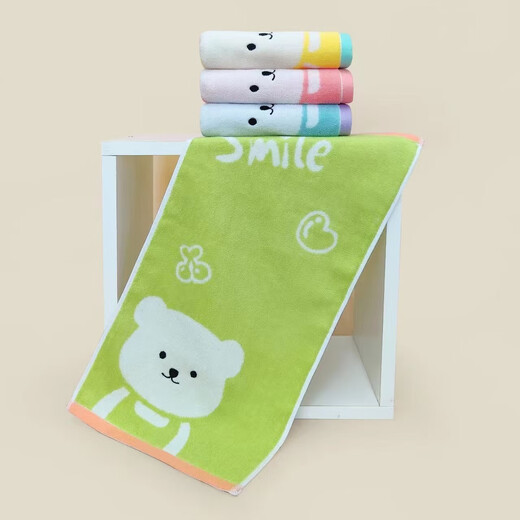 100% children's pure cotton towel baby special cartoon face washcloth cute soft absorbent embroidered high-end bear 25-50cm 1 pack shipped randomly