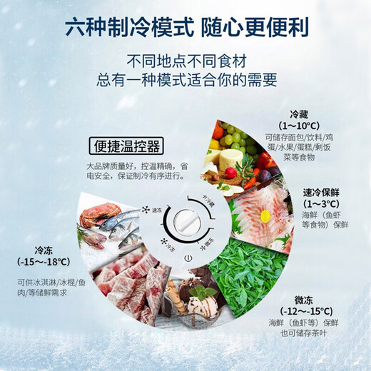 Midea 100 liter small freezer, ice cream cabinet, freezer display cabinet, home commercial refrigeration, refrigeration, beer beverage horizontal refrigerator, transparent glass MS-105LGE