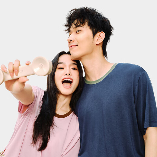 NetEase carefully selects Modal zero-pressure breathable and comfortable home wear pullover couple set pajamas with contrasting color design and can be worn outside Brown Stripes (Female) XL