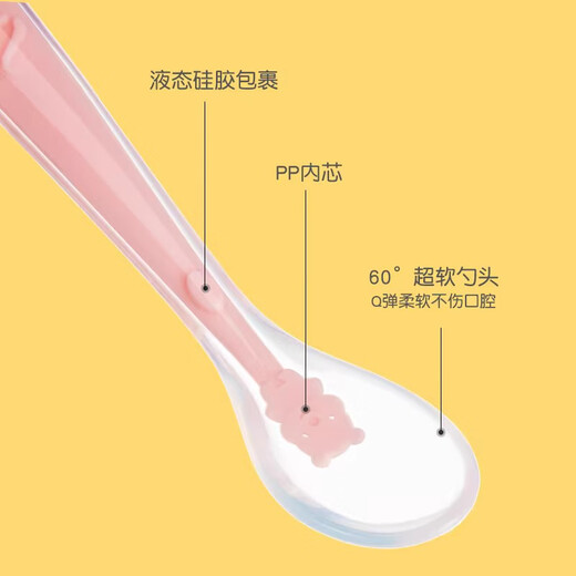 ABCMIC NOUVEAU-NÉBOBÉ SILICONE SOFT SOFT SOFT BABY FORMATION ALIMENTATION ALIMENTATIQUE POUR LE RICE PASTE LES petits articles Table Volisille rose + cuillère à soupe bleue (boîte de stockage de livraison)