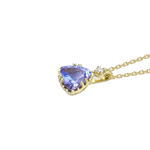 DL 1998 Fat Donglai same style tanzanite necklace Japanese natural 18K gold light luxury amethyst pendant 925 clavicle chain women's tanzanite necklace
