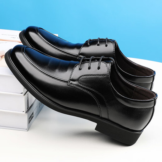 Nordic Pictures (Beioutu) Zapatos de cuero para hombres Classic Business Zapatos casuales para el lugar de trabajo británico Lace-up cómodos zapatos para hombres 9827 Negro 42