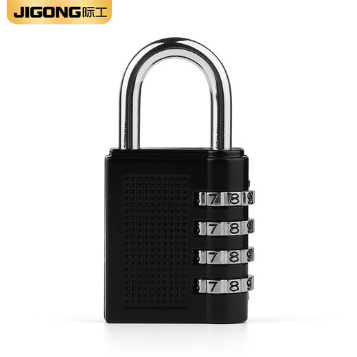 JiGong code lock padlock dormitory cabinet gym student luggage home drawer warehouse all metal waterproof padlock 4-digit code padlock (black)