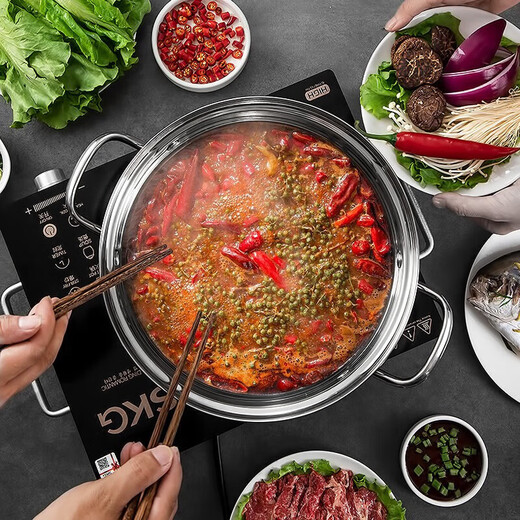 Maxcook steamer soup pot hot pot 304 stainless steel 28cm single layer soup steamer thickened multi-bottom soup steamer MCZ560
