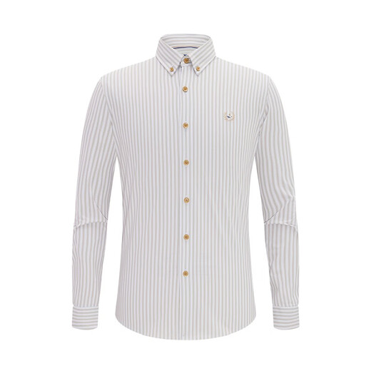 Navigare意大利小帆船磨毛长袖衬衫男士春季保暖弹力衬衣条纹抗菌寸衫 古巴砂 L /40