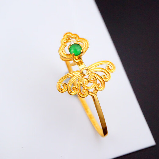 Nanzhi pure 18k gold safe buckle buckle head thickened jade inlaid green egg surface DIY accessories nostalgic pendant clip buckle 750H5 H5 standard model-K yellow