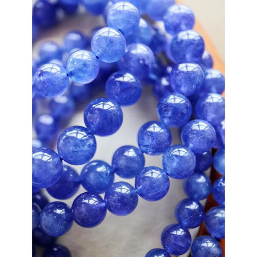 Menbin Natural Blue Tanzanite Bracelet Women's Tanzanite Sapphire Bracelet Pendant Necklace Sapphire Star Gemstone Plate Beads Collection Grade Ice Transparent Dark Blue 6.5mm With Certificate