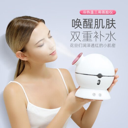 Jindao facial steaming instrument spray hydration steamer hot and cold humidifier hot and cold three-use facial mask partner double water tank 370ml/80mlKD23313 white birthday gift for women