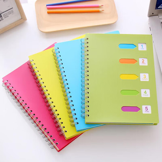 
Notebook with classification label A5 coil book color spiral book thickened rollover PP office classification A5 medium size 14cm21cm yellow 687