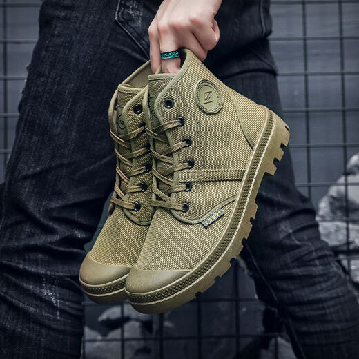 Moonlight Rabbit Fashion Martin Boots Chaussures décontractées non glissées pour hommes Chaussures de construction résistantes à l'usure légère et confortable 3522 Chaussures de jiefang Protection Labour Chaussures de randonnée Khaki 42