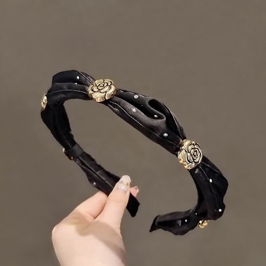 Idelson retro gold-plated camellia headband lady style fashionable sweet girl simple headband hair accessories camellia headband F0980