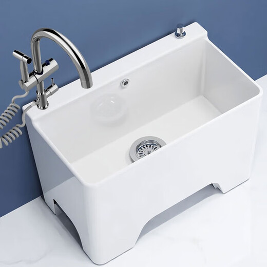 Darv Mop Pool Home Balcony Ceramic Washing Large Outdoor All-in-One Mop Pool Tall Footed Sitting Faucet Floor Basin J-T4 Taiwan Controlled Water + Sitting Sprinkler