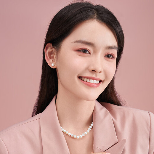 Zhou Taisheng Freshwater Pearl Earrings 925 Silver Earrings High-end Simple Birthday Gift for Girlfriend Bead Diameter Approximately 7-7.5mm