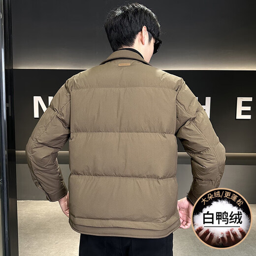 Jessons Fin Down Jacket Hen Men's 2024 Winter New High-End Handsome Diamond Papel Lapel Chaqueta casual Cálida A225-9898 Green Green L