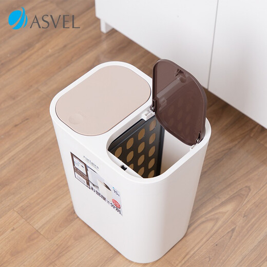 Poubelle en asvel peut avec un tri triage de cuisine ménage salon salon de salle de bain clé couverture ouverte couvercle élastique séparant les ordures peut blanchir 6231-09