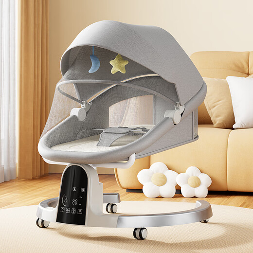 Leyunbao baby rocking chair baby coaxing artifact baby electric rocking chair cradle bed 0-1 year old newborn full moon gift box [upgrade backrest plate can lie flat and sleep on the side] Pink
