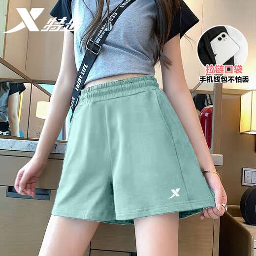 
Xtstep shorts for women in summer woven cool and quick-drying breathable sports 5-point pants running versatile moisture-wicking casual pants Sober green-5-point pants (zipper pocket) M /170