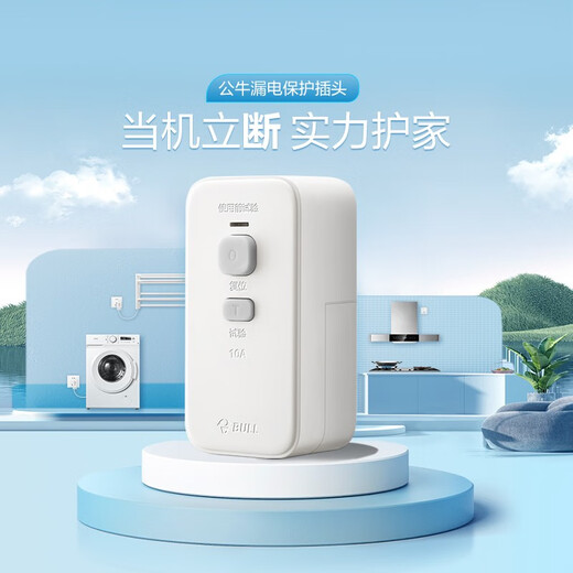 公牛漏电保护器插座10A/16安漏保插头带开关防触电插线板多功能插排插板带线自动断电保护接线板拖线板 10A漏电保护插排（2个插位-412K） 2米