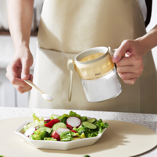 Corning sealed glass seasoning jar seasoning box seasoning jar set household seasoning bottle kitchen salt shaker seasoning box sealed seasoning jar (including spoon) 2-piece set