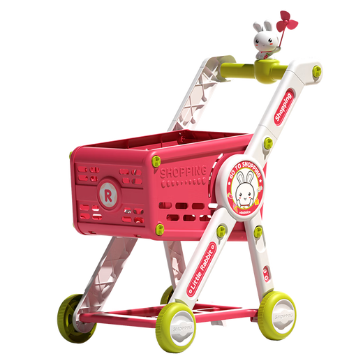 
Magic bean Shenghuo children's shopping cart small cart fruit chewyle large baby supermarket shopping mall play house toy girl hand push yellow duck [with doll + anti-roll + height adjustable