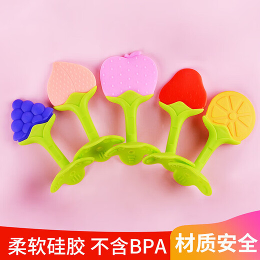 Qingsiyi baby tooth fixing device baby anti-eating hand bite toy deer fruit chew silicone chewable water strawberry+orange+apple