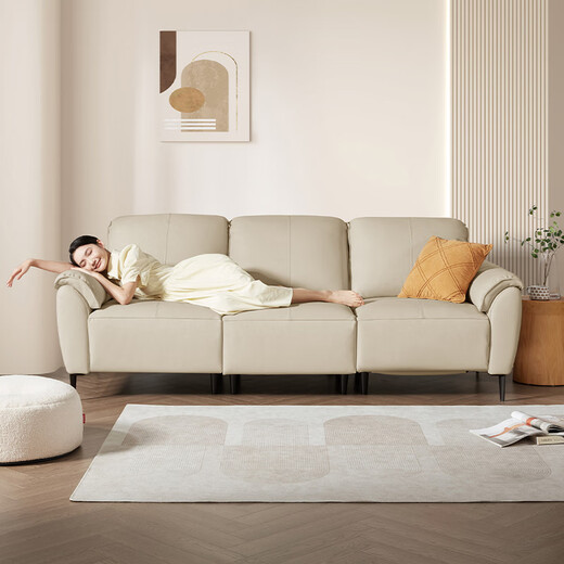 Gujia Home (Kuka) Einfaches funktionelles Ledersofa Wohnzimmer Null gegen Wand 6175b weiche leere Drei-Personen-Sitz 2 Elektro